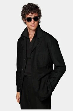 SUITSUPPLY Casual Set Schwarz-Männlich Leinenanzüge