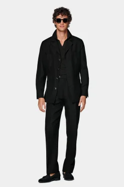 SUITSUPPLY Casual Set Schwarz-Männlich Leinenanzüge