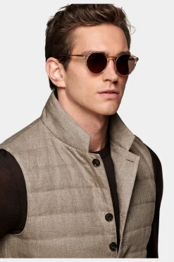 SUITSUPPLY Daunenweste Hellbraun-Männlich Westen