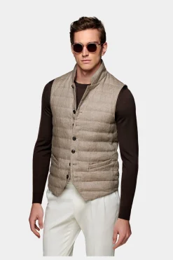 SUITSUPPLY Daunenweste Hellbraun-Männlich Westen