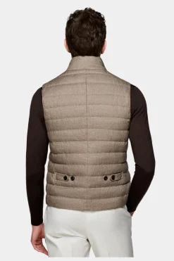 SUITSUPPLY Daunenweste Hellbraun-Männlich Westen