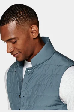 SUITSUPPLY Daunenweste Mittelblau-Männlich Westen