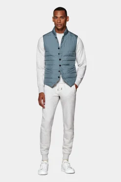SUITSUPPLY Daunenweste Mittelblau-Männlich Westen