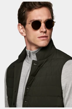 SUITSUPPLY Daunenweste Mittelgrün-Männlich Westen