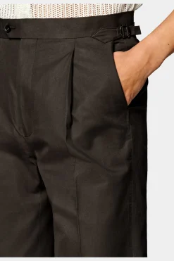 SUITSUPPLY Duca Hose Dunkelbraun Bundfalte-Männlich Elegante Hosen
