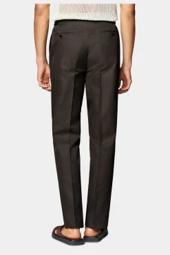 SUITSUPPLY Duca Hose Dunkelbraun Bundfalte-Männlich Elegante Hosen