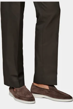 SUITSUPPLY Duca Hose Dunkelbraun Bundfalte-Männlich Elegante Hosen
