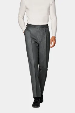 SUITSUPPLY Duca Hose Mittelgrau Bundfalte-Männlich Elegante Hosen