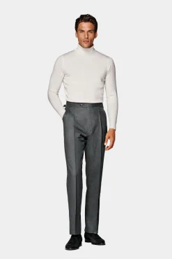 SUITSUPPLY Duca Hose Mittelgrau Bundfalte-Männlich Elegante Hosen