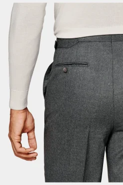 SUITSUPPLY Duca Hose Mittelgrau Bundfalte-Männlich Elegante Hosen