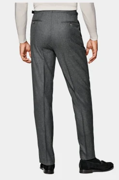 SUITSUPPLY Duca Hose Mittelgrau Bundfalte-Männlich Elegante Hosen