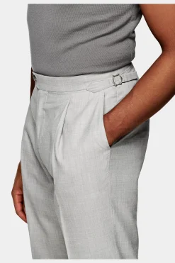 SUITSUPPLY Duca Hose Mittelgrau Bundfalte-Männlich Elegante Hosen