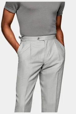 SUITSUPPLY Duca Hose Mittelgrau Bundfalte-Männlich Elegante Hosen