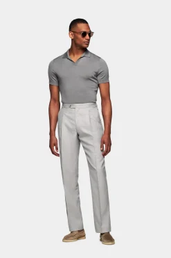 SUITSUPPLY Duca Hose Mittelgrau Bundfalte-Männlich Elegante Hosen
