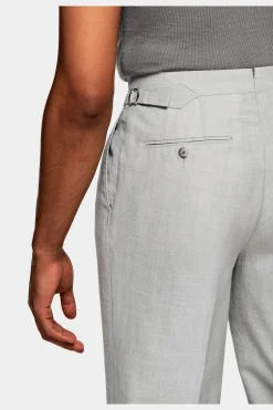 SUITSUPPLY Duca Hose Mittelgrau Bundfalte-Männlich Elegante Hosen
