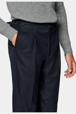 SUITSUPPLY Duca Hose Navy Bundfalte-Männlich Elegante Hosen