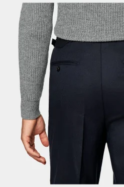 SUITSUPPLY Duca Hose Navy Bundfalte-Männlich Elegante Hosen