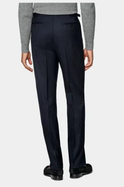 SUITSUPPLY Duca Hose Navy Bundfalte-Männlich Elegante Hosen