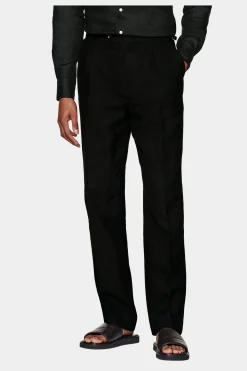 SUITSUPPLY Duca Hose Schwarz Bundfalte-Männlich Elegante Hosen