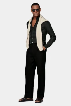SUITSUPPLY Duca Hose Schwarz Bundfalte-Männlich Elegante Hosen