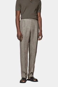 SUITSUPPLY Duca Hose Taupe Bundfalte-Männlich Elegante Hosen