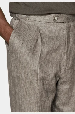 SUITSUPPLY Duca Hose Taupe Bundfalte-Männlich Elegante Hosen