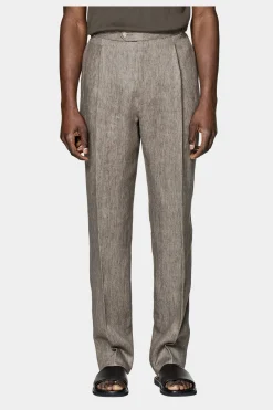 SUITSUPPLY Duca Hose Taupe Bundfalte-Männlich Elegante Hosen