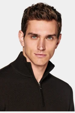 SUITSUPPLY Dunkelbraun Halber Reißverschluss-Männlich Cardigans & Troyer