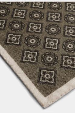 SUITSUPPLY Einstecktuch Grün Florales Muster-Männlich Einstecktücher
