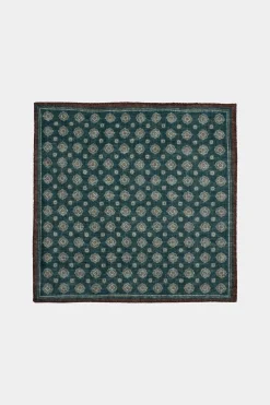 SUITSUPPLY Einstecktuch Grün Florales Muster-Männlich Einstecktücher
