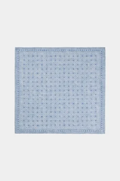 SUITSUPPLY Einstecktuch Hellblau Florales Muster-Männlich Einstecktücher