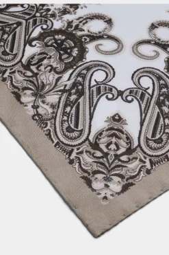 SUITSUPPLY Einstecktuch Hellbraun Paisley-Muster-Männlich Einstecktücher