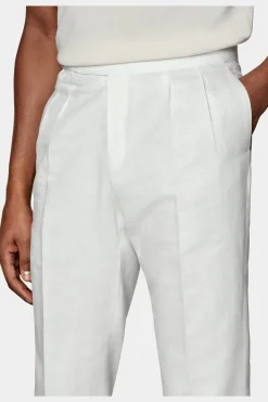 SUITSUPPLY Fellini Hose Off-White Bundfalte-Männlich Elegante Hosen
