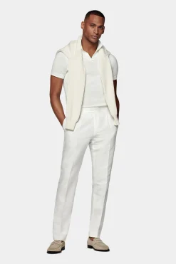 SUITSUPPLY Fellini Hose Off-White Bundfalte-Männlich Elegante Hosen