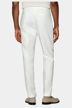 SUITSUPPLY Fellini Hose Off-White Bundfalte-Männlich Elegante Hosen