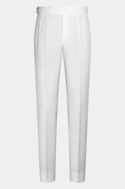 SUITSUPPLY Fellini Hose Off-White Bundfalte-Männlich Elegante Hosen