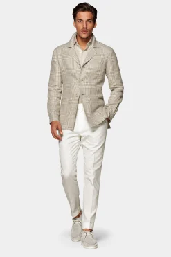 SUITSUPPLY Greenwich Hemd-Sakko Hellbraun Kariert-Männlich Hemd-Sakkos
