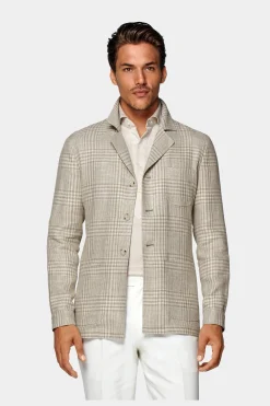 SUITSUPPLY Greenwich Hemd-Sakko Hellbraun Kariert-Männlich Hemd-Sakkos