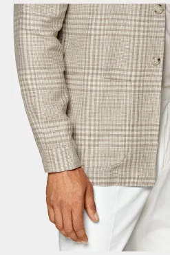SUITSUPPLY Greenwich Hemd-Sakko Hellbraun Kariert-Männlich Hemd-Sakkos