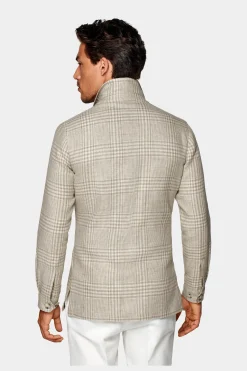 SUITSUPPLY Greenwich Hemd-Sakko Hellbraun Kariert-Männlich Hemd-Sakkos