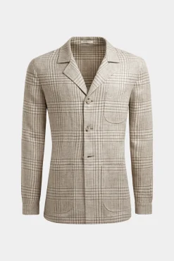 SUITSUPPLY Greenwich Hemd-Sakko Hellbraun Kariert-Männlich Hemd-Sakkos