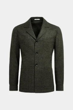 SUITSUPPLY Greenwich Hemd-Sakko Mittelgrün Hahnentrittmuster-Männlich Hemd-Sakkos