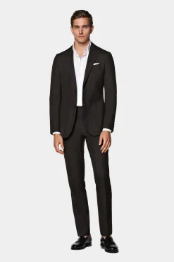 SUITSUPPLY Havana Anzug Dreiteiler Dunkelbraun-Männlich Casual Anzüge