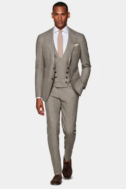 SUITSUPPLY Havana Anzug Dreiteiler Hellbraun-Männlich Casual Anzüge