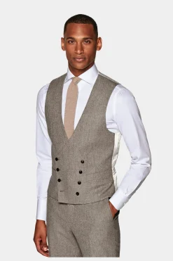 SUITSUPPLY Havana Anzug Dreiteiler Hellbraun-Männlich Casual Anzüge