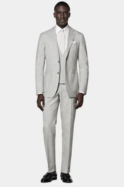SUITSUPPLY Havana Anzug Dreiteiler Hellgrau-Männlich Business Anzüge