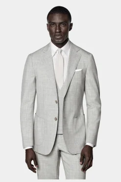 SUITSUPPLY Havana Anzug Dreiteiler Hellgrau-Männlich Business Anzüge