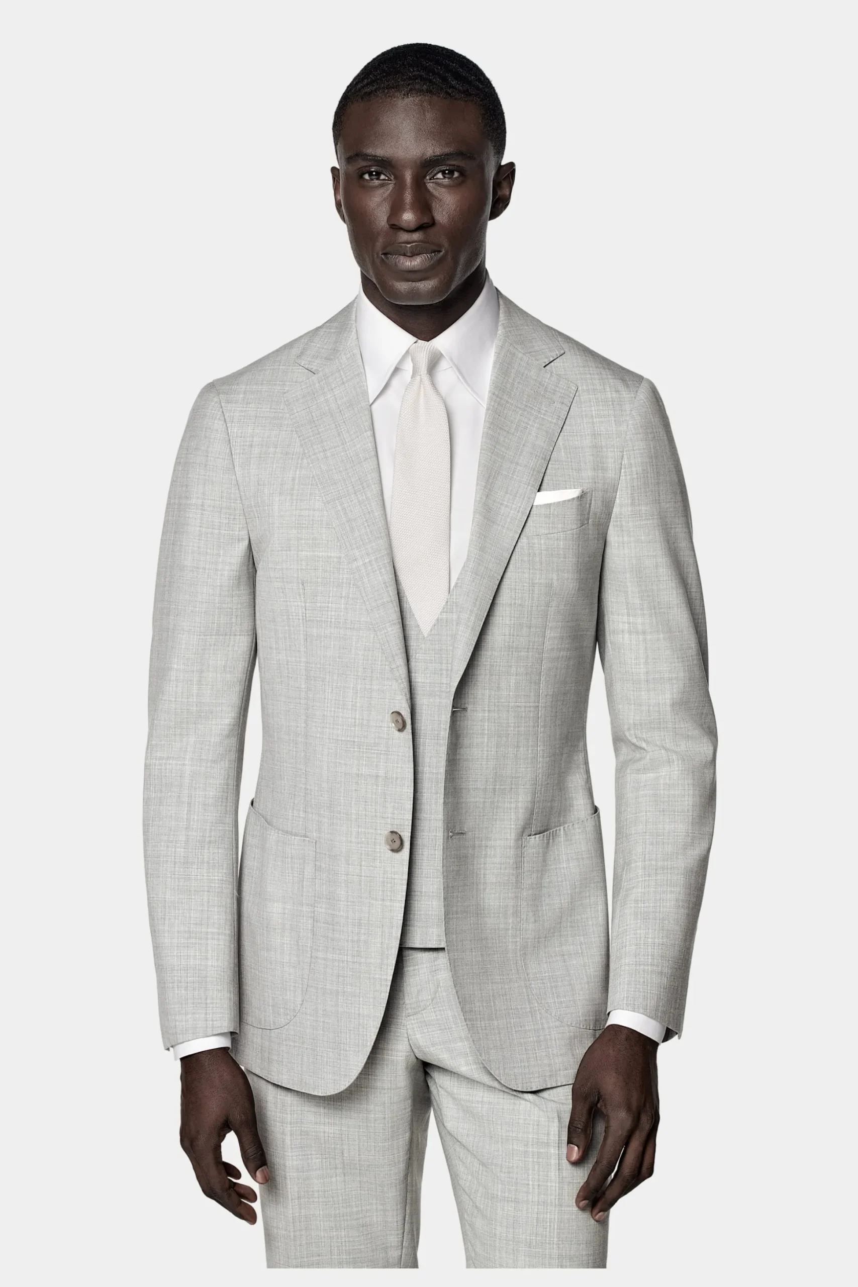 SUITSUPPLY Havana Anzug Dreiteiler Hellgrau-Männlich Business Anzüge
