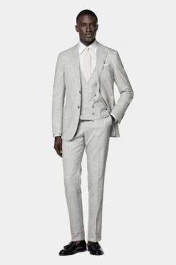 SUITSUPPLY Havana Anzug Dreiteiler Hellgrau-Männlich Business Anzüge