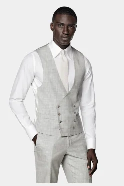 SUITSUPPLY Havana Anzug Dreiteiler Hellgrau-Männlich Business Anzüge